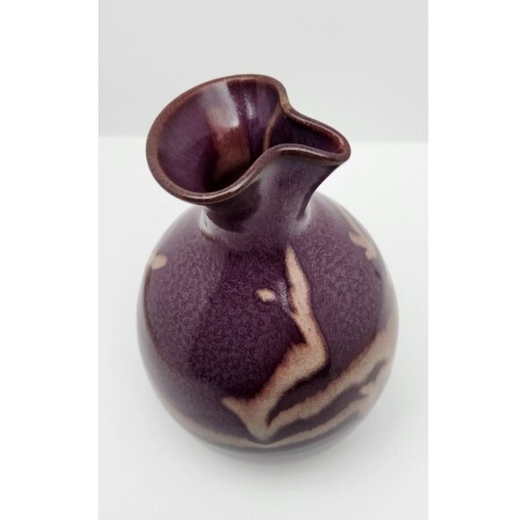 Vintage Handmade Contemporary Terracotta Vase, Purple, Salmon, and Beige, 1985 - Picture 2 of 6